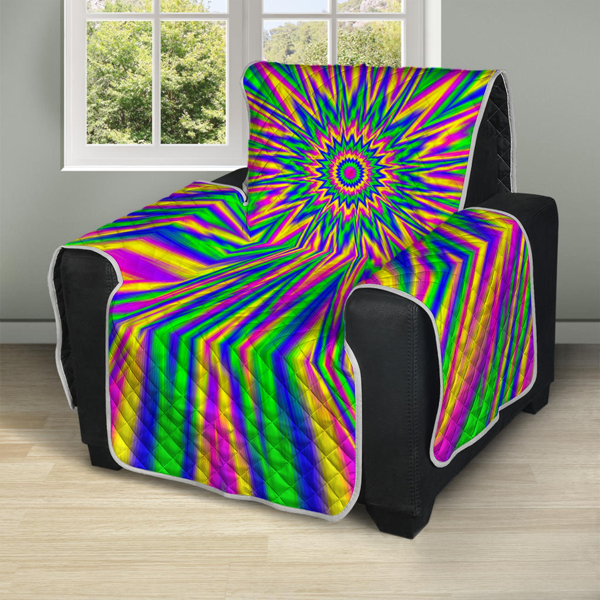 Vibrant Psychedelic Optical Illusion Recliner Protector