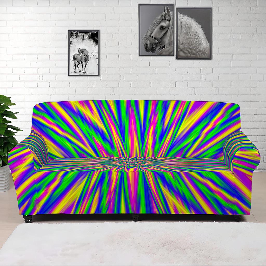 Vibrant Psychedelic Optical Illusion Sofa Cover