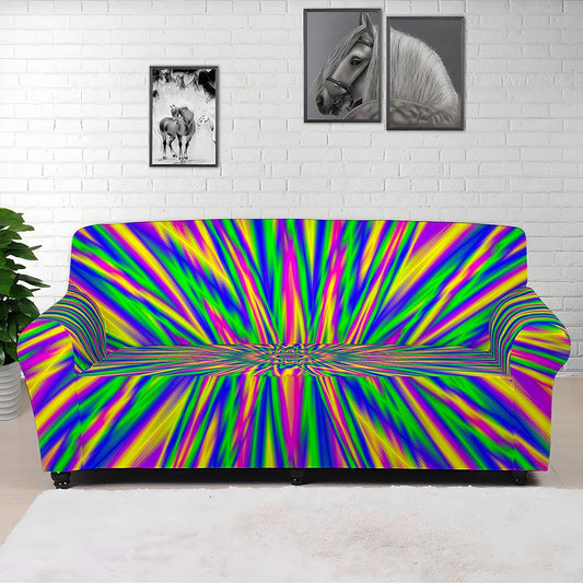Vibrant Psychedelic Optical Illusion Sofa Cover