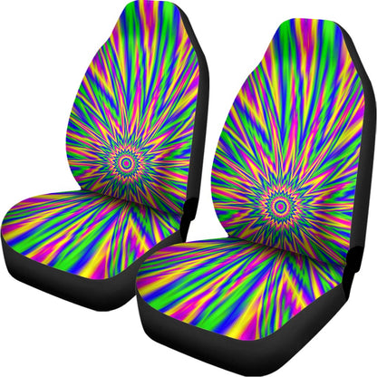 Vibrant Psychedelic Optical Illusion Universal Fit Car Seat Covers