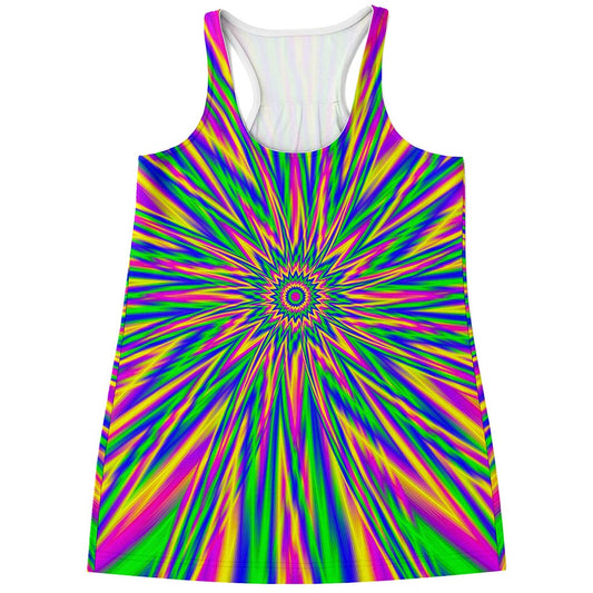 Vibrant Psychedelic Optical Illusion Women's Racerback Tank Top
