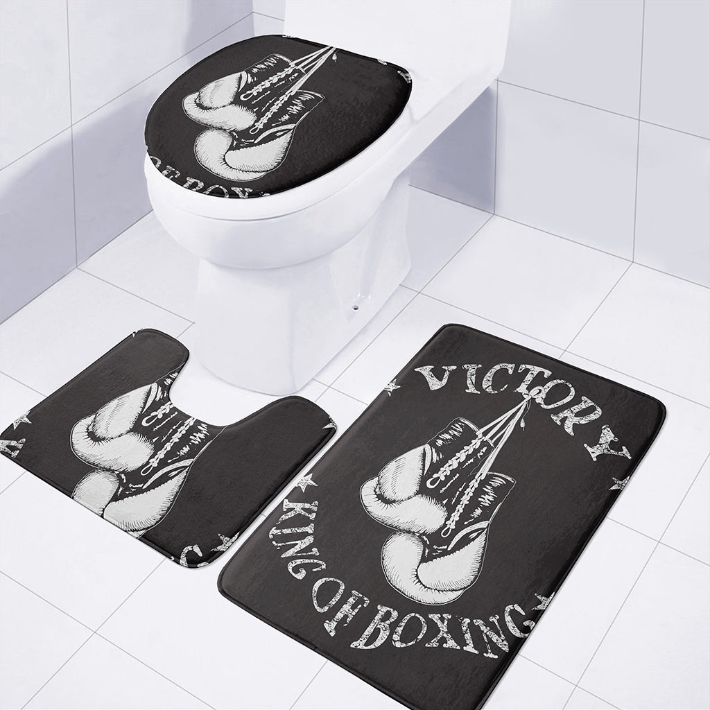 Victory King Of Boxing Print 3 Piece Bath Mat Set