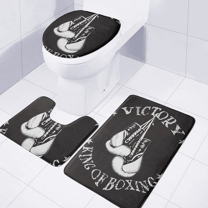 Victory King Of Boxing Print 3 Piece Bath Mat Set