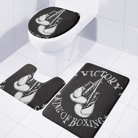 Victory King Of Boxing Print 3 Piece Bath Mat Set