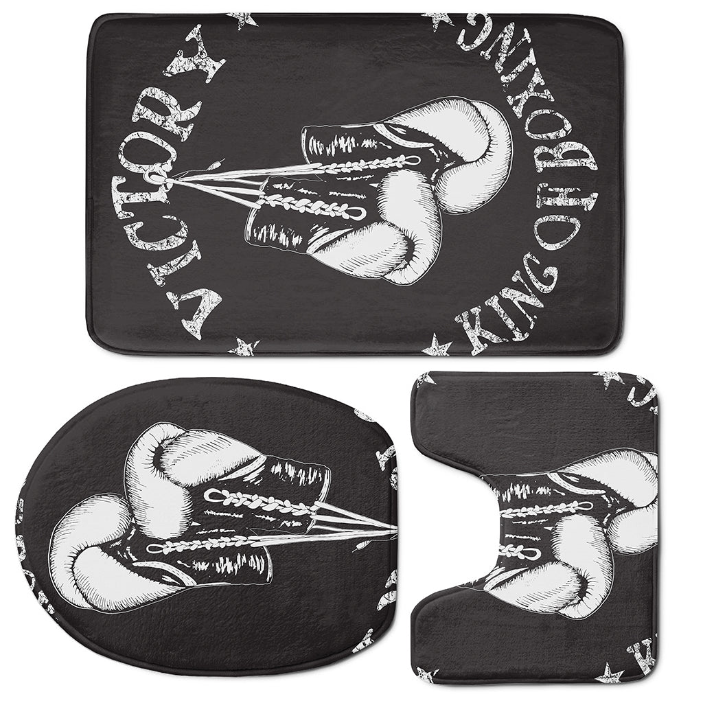 Victory King Of Boxing Print 3 Piece Bath Mat Set