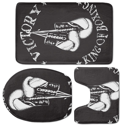 Victory King Of Boxing Print 3 Piece Bath Mat Set