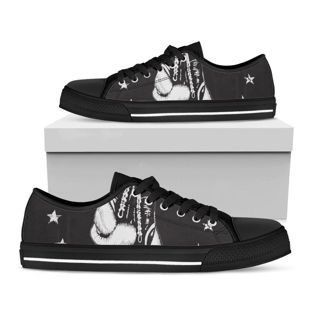 Victory King Of Boxing Print Black Low Top Shoes 