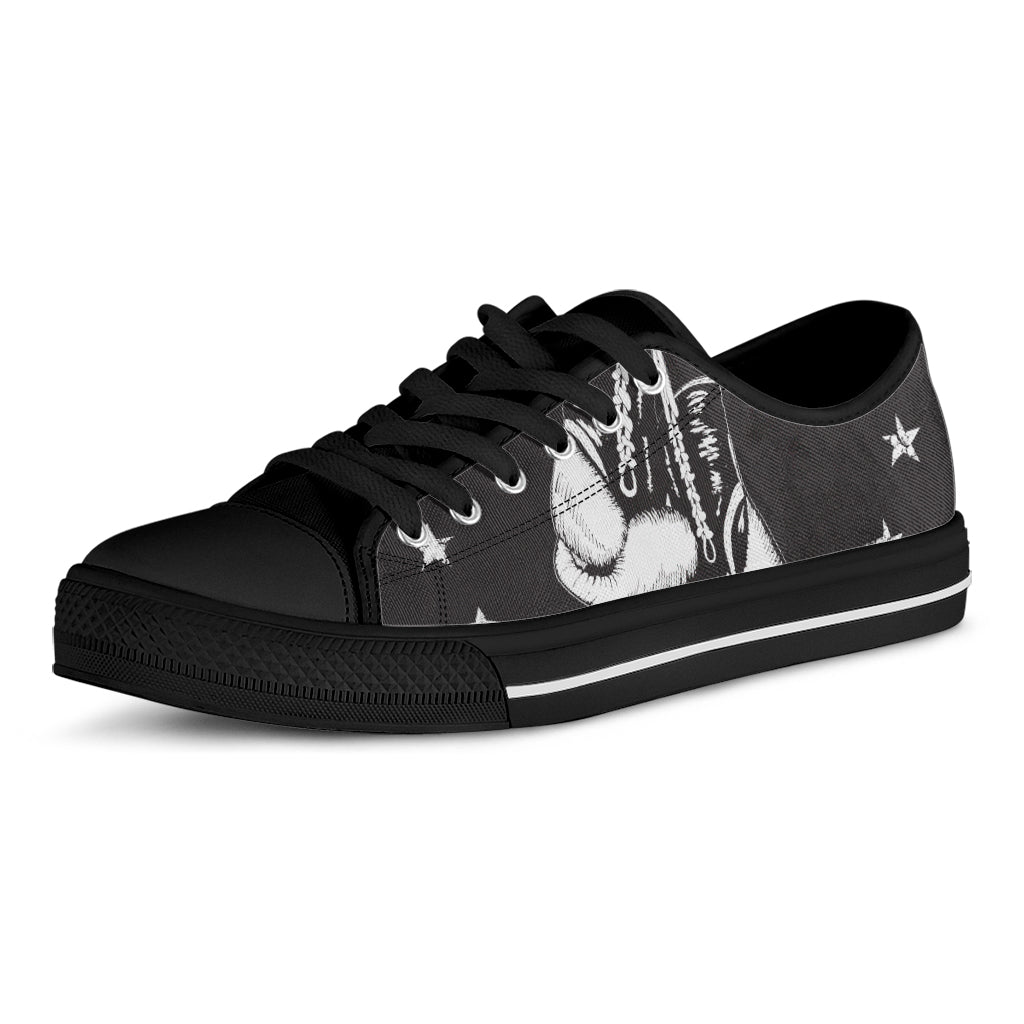 Victory King Of Boxing Print Black Low Top Shoes 