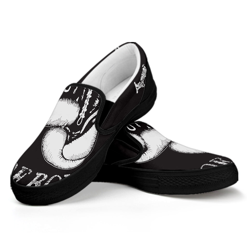 Victory King Of Boxing Print Black Slip On Shoes