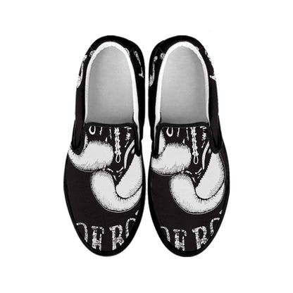 Victory King Of Boxing Print Black Slip On Shoes