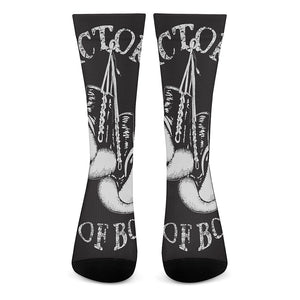 Victory King Of Boxing Print Crew Socks