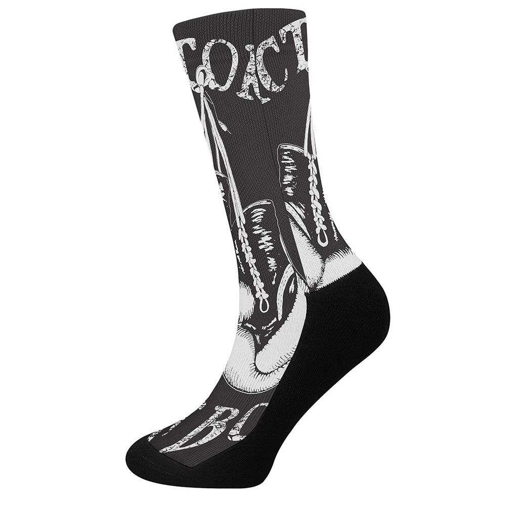 Victory King Of Boxing Print Crew Socks