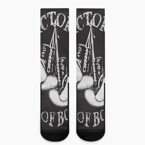 Victory King Of Boxing Print Crew Socks