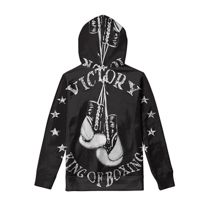 Victory King Of Boxing Print Pullover Hoodie