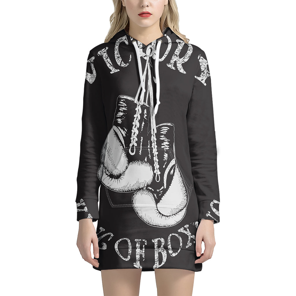 Victory King Of Boxing Print Pullover Hoodie Dress