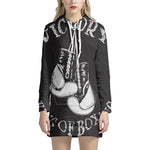 Victory King Of Boxing Print Pullover Hoodie Dress