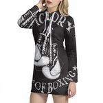 Victory King Of Boxing Print Pullover Hoodie Dress