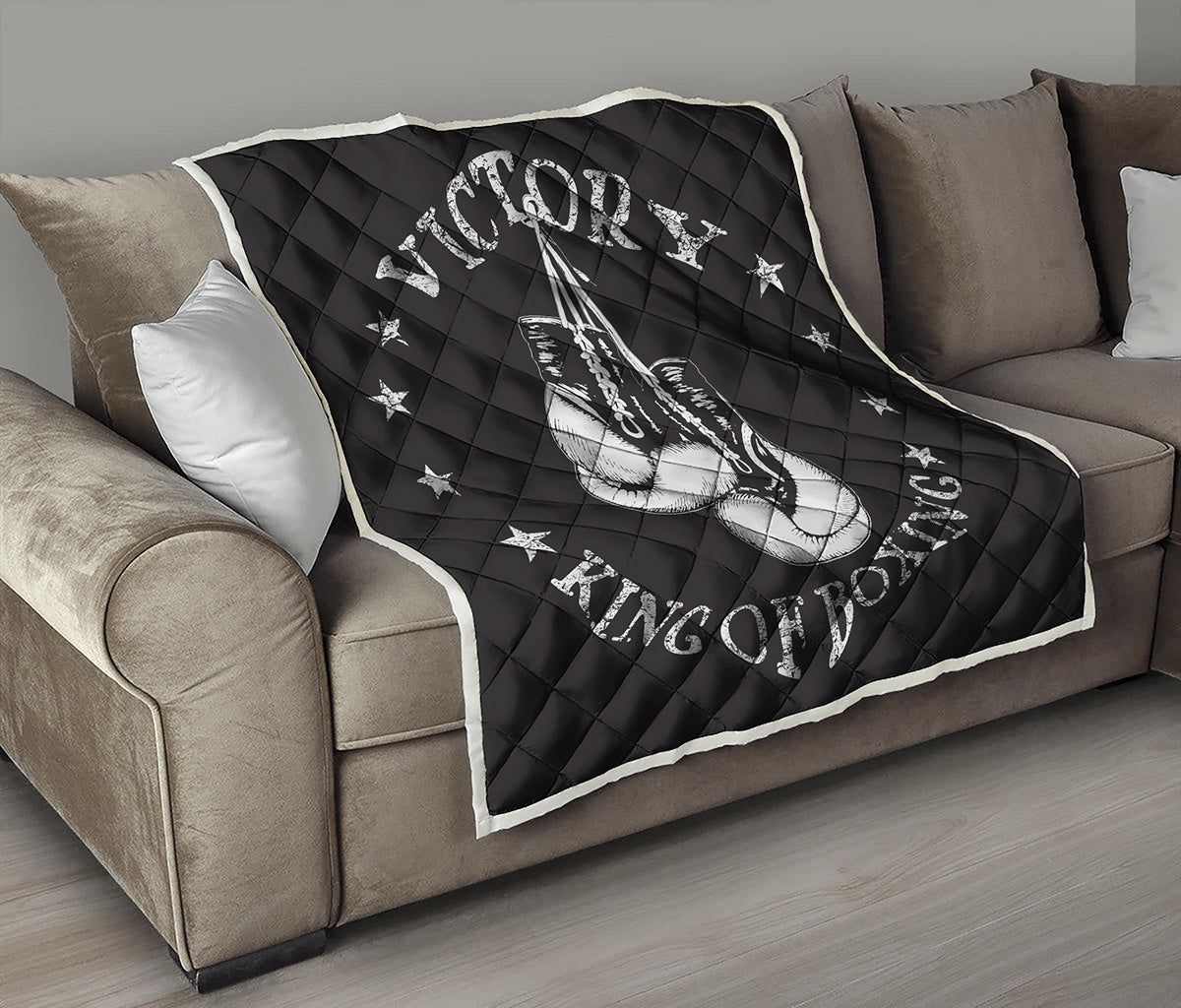 Victory King Of Boxing Print Quilt