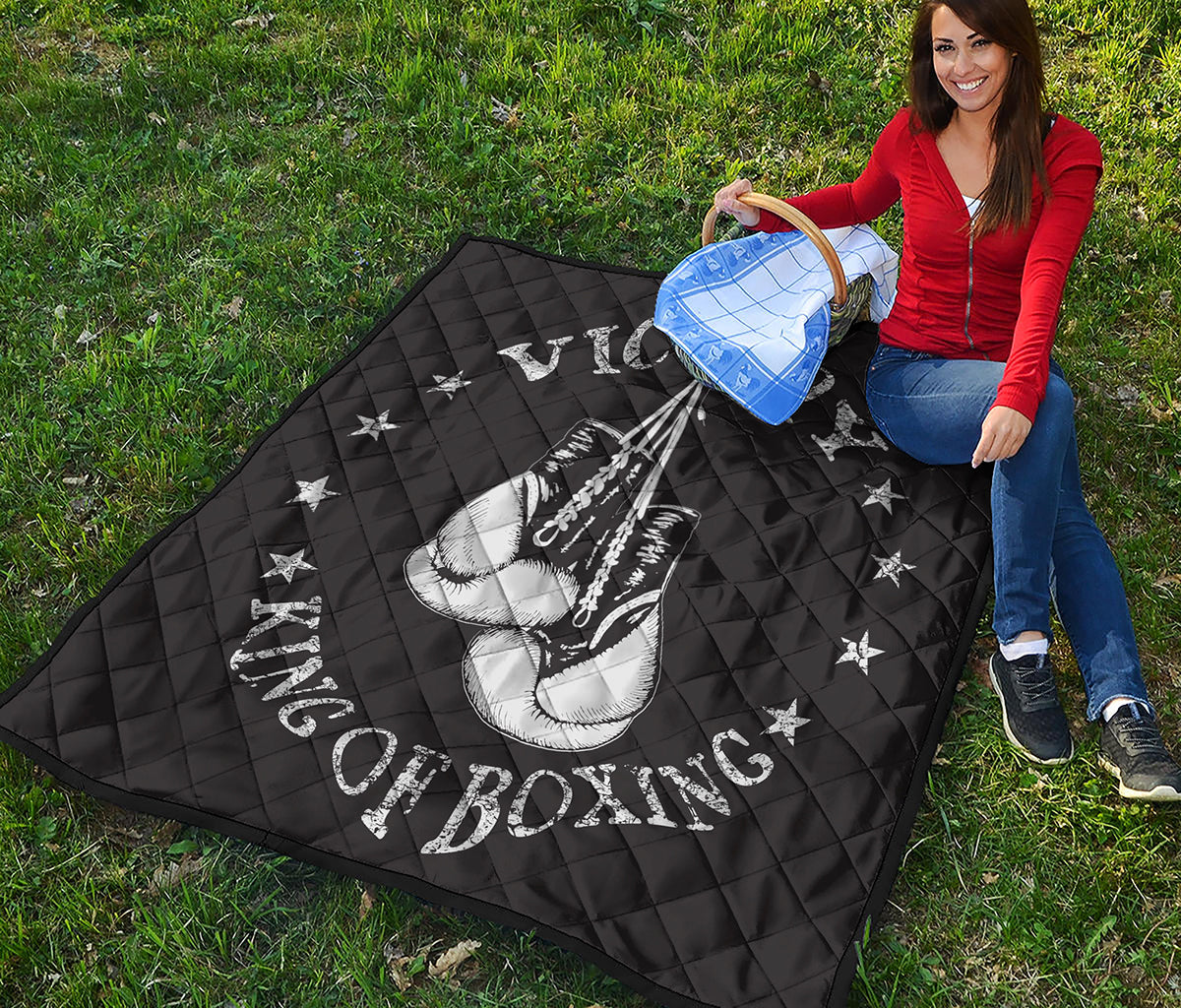 Victory King Of Boxing Print Quilt