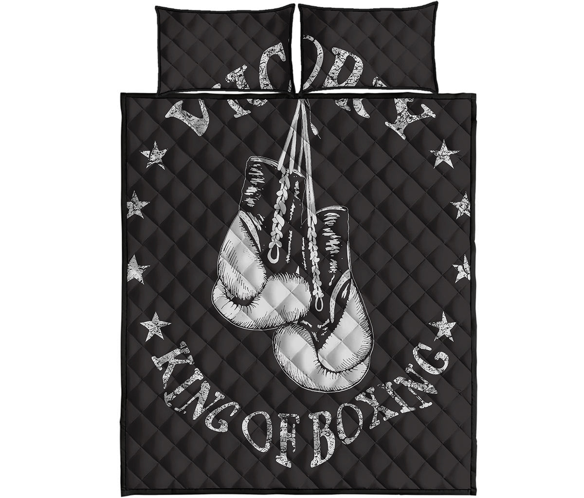 Victory King Of Boxing Print Quilt Bed Set