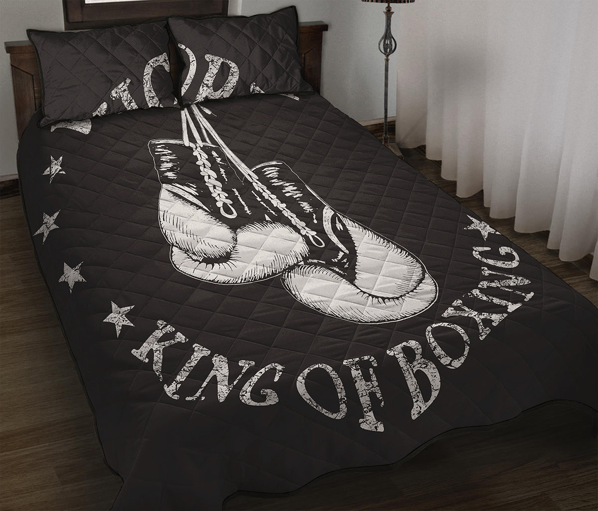 Victory King Of Boxing Print Quilt Bed Set