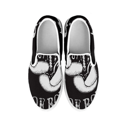 Victory King Of Boxing Print White Slip On Shoes