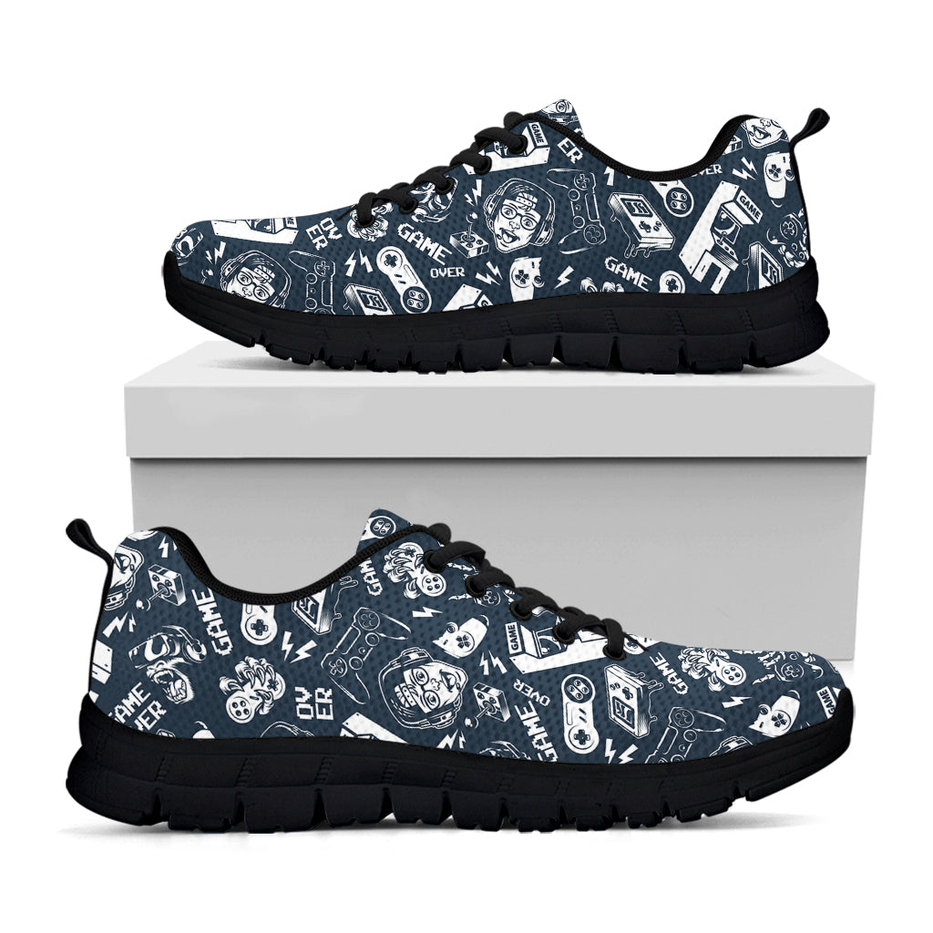 Video Game Devices Pattern Print Black Sneakers