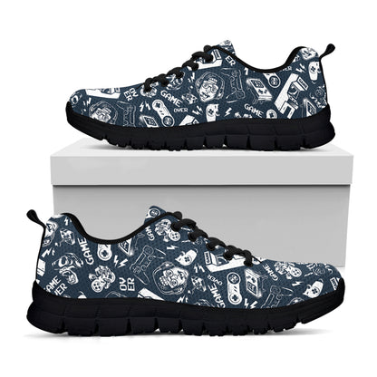 Video Game Devices Pattern Print Black Sneakers