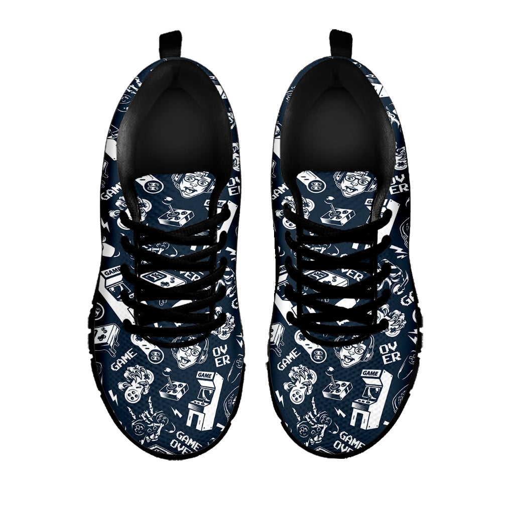 Video Game Devices Pattern Print Black Sneakers