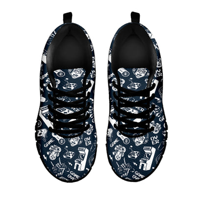 Video Game Devices Pattern Print Black Sneakers