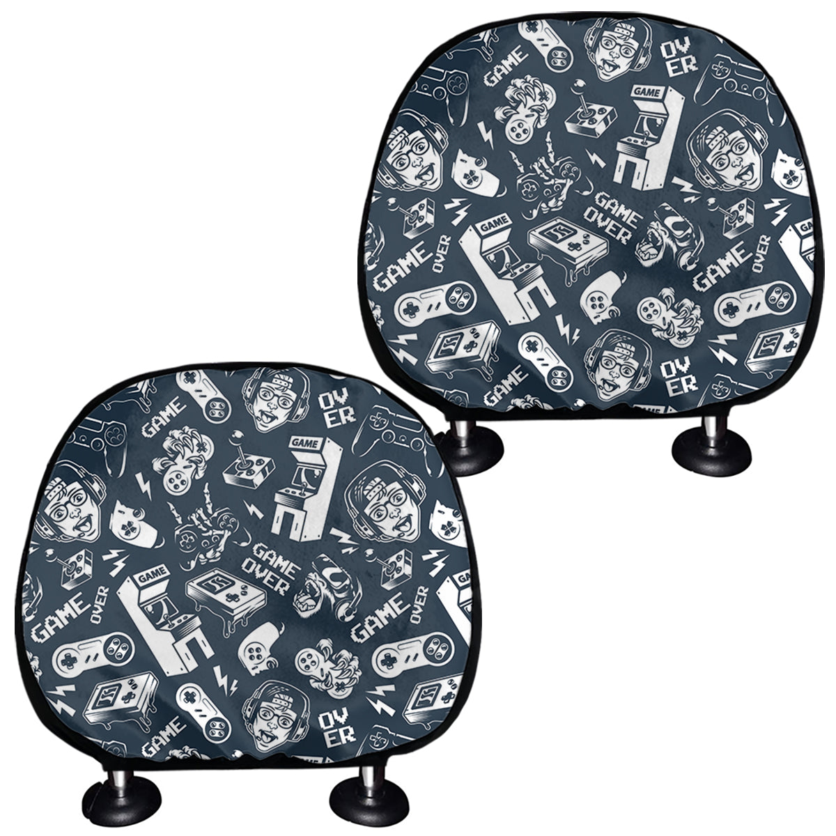 Video Game Devices Pattern Print Car Headrest Covers