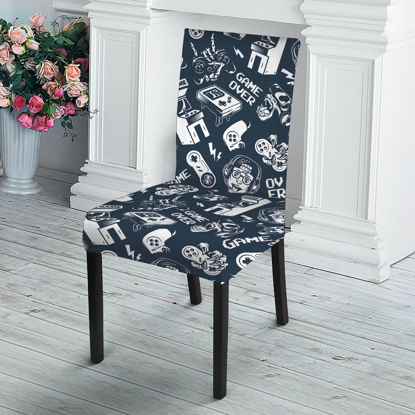 Video Game Devices Pattern Print Dining Chair Slipcover