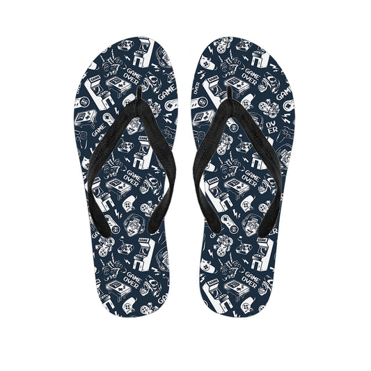Video Game Devices Pattern Print Flip Flops