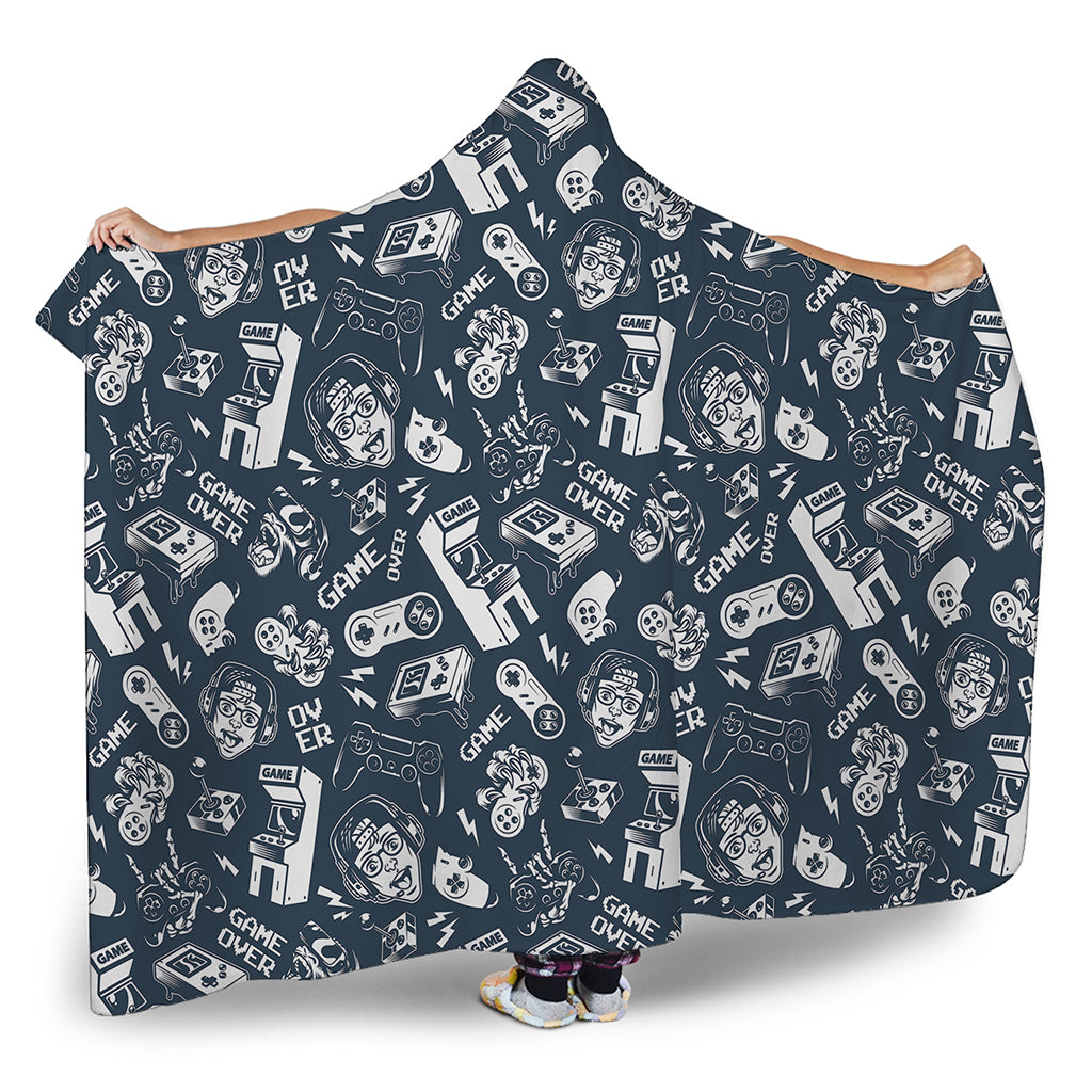Video Game Devices Pattern Print Hooded Blanket