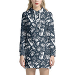 Video Game Devices Pattern Print Hoodie Dress
