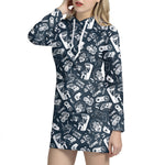 Video Game Devices Pattern Print Hoodie Dress