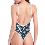 Video Game Devices Pattern Print One Piece High Cut Swimsuit