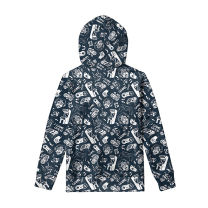 Video Game Devices Pattern Print Pullover Hoodie