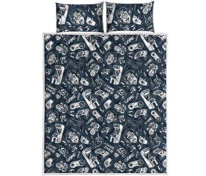 Video Game Devices Pattern Print Quilt Bed Set