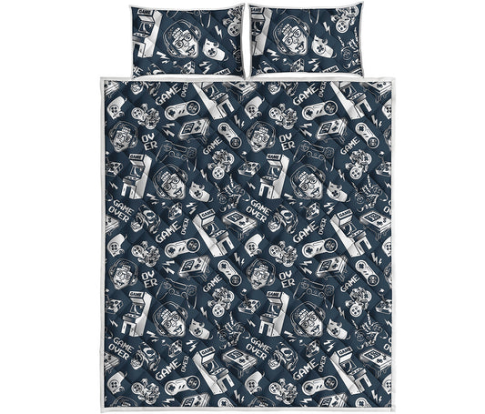 Video Game Devices Pattern Print Quilt Bed Set
