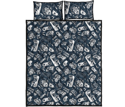 Video Game Devices Pattern Print Quilt Bed Set