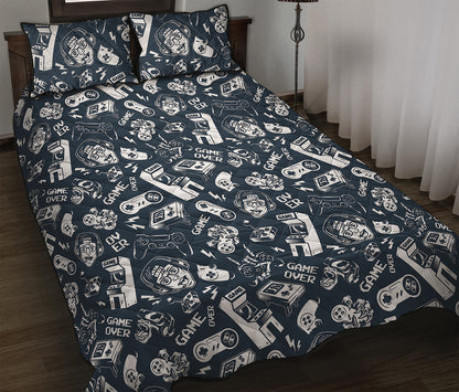 Video Game Devices Pattern Print Quilt Bed Set