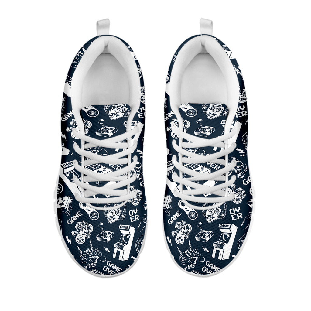 Video Game Devices Pattern Print White Sneakers