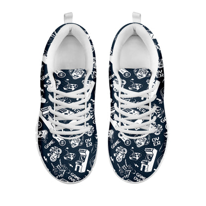 Video Game Devices Pattern Print White Sneakers