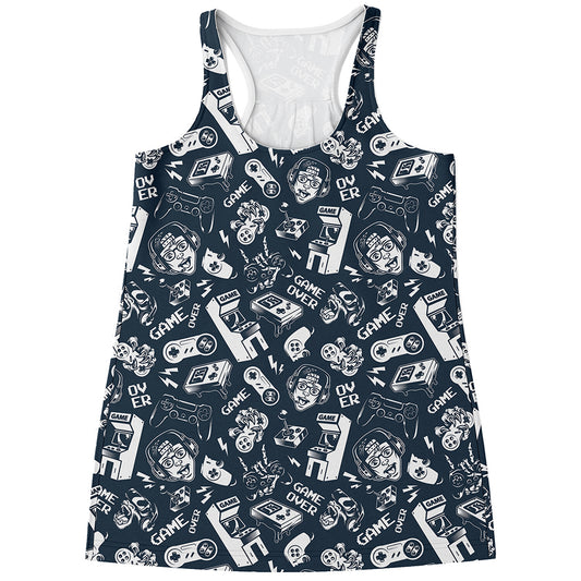Video Game Devices Pattern Print Women's Racerback Tank Top