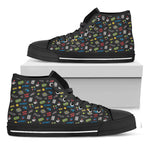 Video Game Gadgets Pattern Print Black High Top Shoes