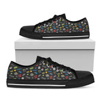 Video Game Gadgets Pattern Print Black Low Top Shoes