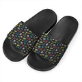 Video Game Gadgets Pattern Print Black Slide Sandals