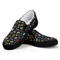 Video Game Gadgets Pattern Print Black Slip On Sneakers