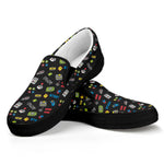 Video Game Gadgets Pattern Print Black Slip On Shoes
